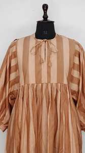 Vestido midi a rayas |   Gasa de Algodón con Estampado a Mano, Estilo Bohemio - Product Image 4