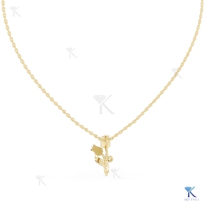 Collier pendentif fleur de tulipe en diamant de laboratoire, or massif 14K/18K, bijou floral botanique pour femme, idéal pour mariage et soirée - Product Image 5