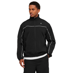 Chaqueta Deportiva Retro Negra para Hombre, Corte Holgado, Cierre Completo, Cortavientos, Ropa Deportiva para Correr, Gimnasio, Uso Casual y Activo - Product Image 1