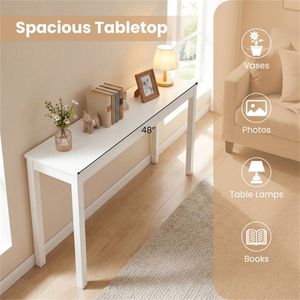 48" Solid Wood <b>Narrow</b> <b>Console</b> <b>Table</b> Farmhouse Entryway <b>Table</b> for Hallway Sofa White - Product Image 2