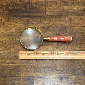 Vintage Gold Tone Magnifying Glass with Orange Fabric Handle Classic Decorative <b>Reading</b> Magnifier Antique Style Desk <b>Accessory</b> - Product Image 2