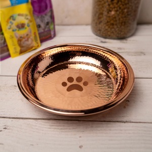 Tazón de cobre hecho a mano para perros, para comida y agua, con diseño único. - Product Image 3