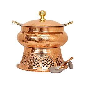 Calentador de Comida Tipo Buffet de Cobre Martillado con Base de Hierro Negro para Hotel, Restaurante, Bodas y Catering - Product Image 6