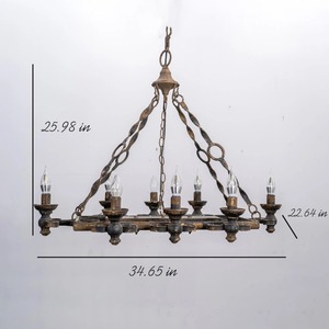 Assured Quality Rustic Bronze Chandelier Circle Shape <b>Lighting</b> Fixture For Dining Room <b>Ceiling</b> Decorations - Product Image 5