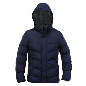 Veste d'hiver matelassée pour homme, à capuche, col montant, couleur unie, rembourrage épais en polyester, coupe décontractée, coupe-vent - Product Image 4