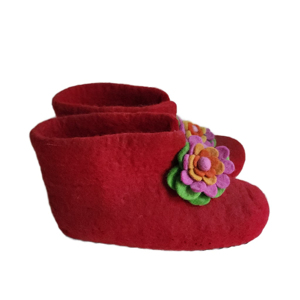 NCG AD12-01 Chaussures d'hiver légères et chaudes pour femmes, faites à la main, avec motif de fleurs vertes éternelles, antidérapantes, en laine, pour usage intérieur/extérieur - Product Image 3