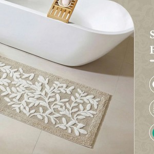 Alfombra de Baño de Algodón con Bordado Floral, Rectangular, Antideslizante con Base de Goma, Estilo Clásico para Uso Doméstico - Product Image 3
