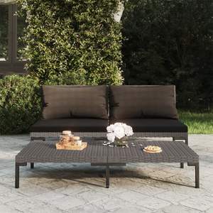 Canapé de jardin gris foncé noir, ensembles de jardin élégants - Product Image 1