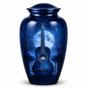 Autocollant commémoratif de luxe en forme de guitare Océan Bleu avec urne funéraire en émail pour cendres humaines - Product Image 6