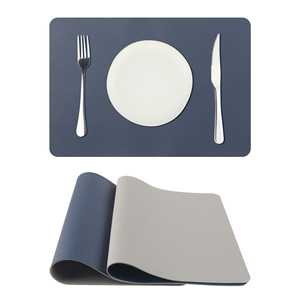 Modern <b>Round</b> Leather Placemats 3mm Thick Non-Slip Eco-Friendly Navy Blue <b>Table</b> <b>Mats</b> for Dining Set - Product Image 4