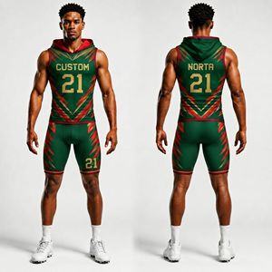 7v7 Football Camouflage Uniform Green Forest Sublimation Sleeveless Hoodie <b>Technical</b> <b>Shorts</b> Breathable Sports Outfit - Product Image 1