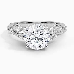 Anillo de Compromiso con Corte Redondo y Moissanita para Mujer, Anillo de Regalo de Oro Blanco, Marca RITZIN - Product Image 5