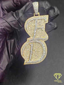 Moissanite Diamond ED Letter <b>Pendant</b> Iced Out Hip Hop Necklace Custom <b>Initial</b> Bling Jewelry Gift - Product Image 3