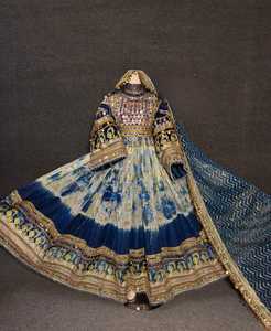 Vêtements ethniques afghans vintage de style nomade d'Asie centrale pour les fêtes et les mariages, respirants, à manches longues, style afghan. - Product Image 1