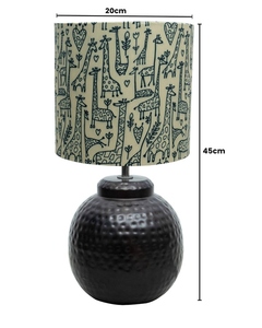 Hammered matt black ginger jar metal <b>table</b> lamp floral bird print shade antique <b>bedside</b> light for bedroom or living room - Product Image 2