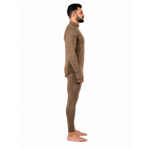 Ensemble de sous-vêtements thermiques pour homme en laine mérinos 120 GSM avec fermeture éclair 1/4, personnalisable avec étiquette privée, pour la chasse - Product Image 3