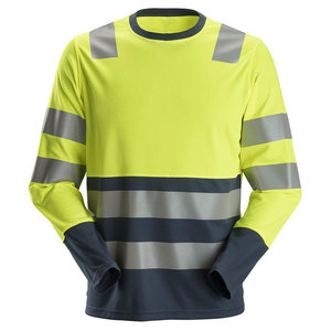 T-shirts de sécurité légers OEM à manches longues haute visibilité, vêtements de travail réfléchissants, t-shirts de chantier - Product Image 4