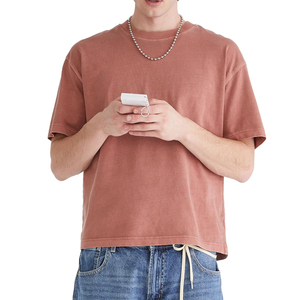เสื้อยืดคอกลมหนา แบรนด์โลโก้สั่งทำได้ ผ้าฝ้าย 100% ทรงบ็อกซี่ฟิต สำหรับผู้ชาย ขายดี เสื้อยืดเนื้อหนาสำหรับผู้ชาย - Product Image 4