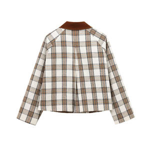 Style Spring New Casual Varsity <b>Jacket</b> With Turn-Down Collar Sub-Lapel Cape Style Custom Women British Style Plaid Cape <b>Jacket</b> - Product Image 6