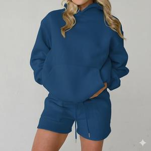 Summer <b>Lightweight</b> <b>Hoodie</b> Shorts Set Breathable Cotton Custom Logo OEM ODM Clothing Factory Wholesale Export Supplier - Product Image 1