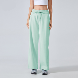 Pantalon de jogging pour femme en molleton 100% coton, taille mi-haute, devant plat, chaud et épais pour l'hiver, doux et confortable, pour le fitness et la détente - Product Image 2