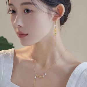 Elegante Collar de Clavícula de Plata de Ley 925 de Estilo Chino Retro con Perla de Agua Dulce, Diseño de Bambú, Belleza Natural - Product Image 1