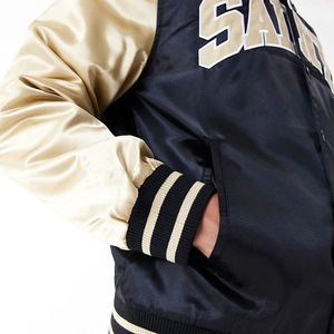 Blouson Bomber en Satin Soyeux 100% Polyester pour Homme, Hiver, Style Letterman Varsity, Conception OEM Personnalisée - Product Image 4
