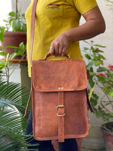 Nueva Mochila De cuero marrón de cabra auténtica de aspecto Vintage, mochila de viaje de cuero de oficina, bolsa de viaje de gran capacidad para hombres y mujeres - Product Image 4