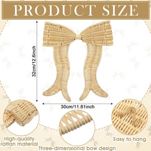 Decoración de Pared con Lazo de Ratán Hecho a Mano |   Adorno de Cinta de Pasto Marino Tejida para Decoración de Pared en Dormitorios y Baby Showers - Product Image 2