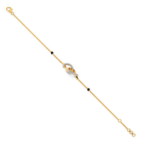 Bracelet en diamants ovales entrelacés avec chaîne en or jaune et accent latéral en pierre noire - Product Image 3