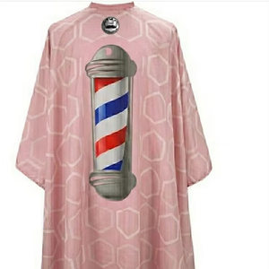 Bata de Barbero Impermeable de Poliéster Estilo Barberpole Rosa con Detección de Agujas y Fusión sin Costuras Unisex - Product Image 1