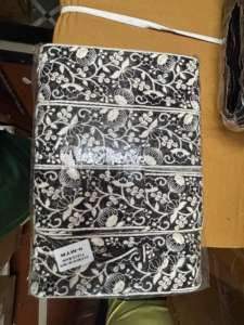 Tissu en dentelle 100 % coton brodé floral avec détails de sequins, dentelle grise en filet pour robes de mariée, garnitures pour chaussures et sacs - Product Image 5