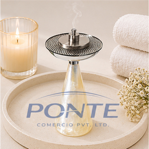 Brûleur d'encens en métal finition perle, design moderne, élégant, artisanal, Bakhoor Oud, résine écologique, aromathérapie, encens indien - Product Image 5