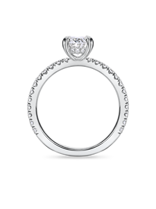 Bague de fiançailles ovale sophistiquée avec un diamant de laboratoire de 1+ carat et halo caché |   Or jaune, blanc, rose et platine 18 carats - Product Image 2