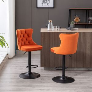 Sgabelli da Bar Moderni Imbottiti A a Furniture, Girevoli in Velluto, Altezza Regolabile 25-33 Pollici, Base da 17,7 Pollici - Product Image 1