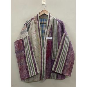 Handmade 100% Cotton Patchwork kantha Kimono <b>Jacket</b> Full Sleeve Shawl Collar Eco-Friendly Women's Wear <b>jacket</b> - Product Image 5