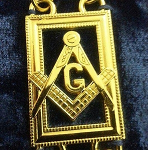 Master Mason Blue Lodge <b>Chain</b> Collar Gold Plated Square & <b>Compass</b> G Symbols Sew-On Badge Classical Style - Product Image 3