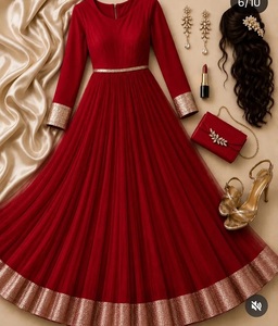 New Design of Georgette <b>Gown</b> With Border Lace Work Pakistani Style Salwar Kameez For Ladies Partywear Wedding Wear <b>Gown</b> Dupatta - Product Image 1