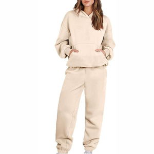 Custom Logo High Quality Custom Acid Wash and Embroidery Logo Soft Cotton Hoodie and <b>Sweatpants</b> <b>Women</b> Tracksuits Two Piece Sets - Product Image 1