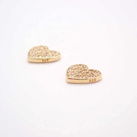 Boucles d'oreilles clous classiques en argent sterling 925 avec zircon, plaqué or jaune rhodié, logo personnalisé à 4 couches, ensemble de bijoux cadeau en forme de cœur