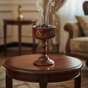 Quemador de Incienso de Madera de Acacia Hecho a Mano, Difusor de Aroma de Madera para Todas las Estaciones, Fragancia Religiosa para el Hogar, Bakhoor, Ramadán, Eid - Product Image 1
