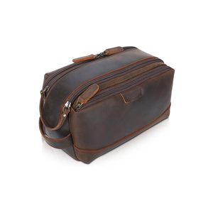 Classic Leather Toiletry <b>Bag</b> 11x6.5x6.75 Inches Durable Water Resistant Travel Shaving Organizer Bathroom <b>Storage</b> - Product Image 3