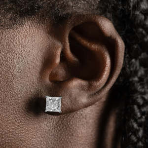 925 Sterling <b>Silver</b> Princess Cut Solitaire <b>Stud</b> <b>Earrings</b> 4 Prong Diamond <b>Stud</b> <b>Earrings</b> for Men Women - Product Image 1