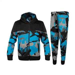 Conjunto Deportivo con Capucha para Hombre, Sudadera con Cierre Completo y Pantalones Deportivos con Estampado de Camuflaje, Ropa Deportiva Informal de Poliéster para Otoño - Product Image 1