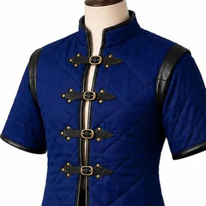 Blue Quilted Medieval Gambeson Coat Fantasy Warrior Tunic LARP Costume <b>Jacket</b> Wholesale Manufacturer OEM - Product Image 5