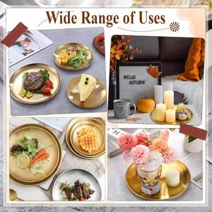 Grande assiette de service en acier inoxydable finition or, polyvalente pour dîner, Puja, Arti - Product Image 3