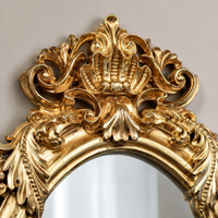 Miroir mural ovale en or antique, cadre baroque orné, miroir décoratif vintage pour chambre à coucher, salon, décoration de la maison