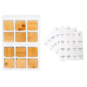 Barattoli di vetro con coperchio in bambù da 12x8 once etichette per dispensa scrivibili 72 adesivi per contenitori di condimento vuoti barattoli - Product Image 6