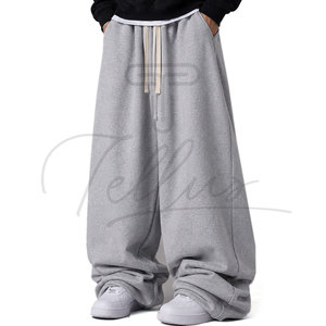 Pantalon de jogging ample pour homme en molleton léger de coton, taille mi-haute, coupe large, séchage rapide et respirant - Product Image 3