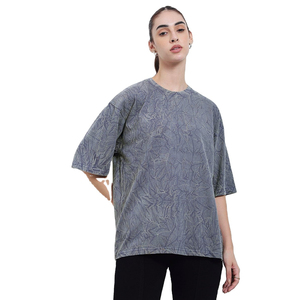 Camiseta de Lona con Lavado Ácido para Mujer, Estilo Urbano, Algodón Casual, Personalizable OEM, Fabricante de Marca Privada, Secado Rápido - Product Image 1